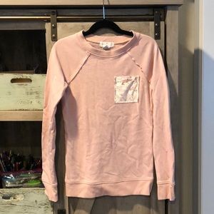 IVY & MAIN Girls Pink Velour Pocket Sweatshirt XS